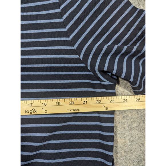 J Jill Blue Striped Casual Tshirt Dress XL Cotton Denim - Picture 4 of 8